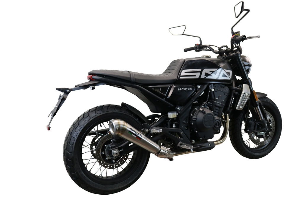 Exhaust compatible with Brixton CroSsfire 500 X 2020-2021, Powercone Evo, Homologated legal slip-on exhaust including removable db killer and link pipe 