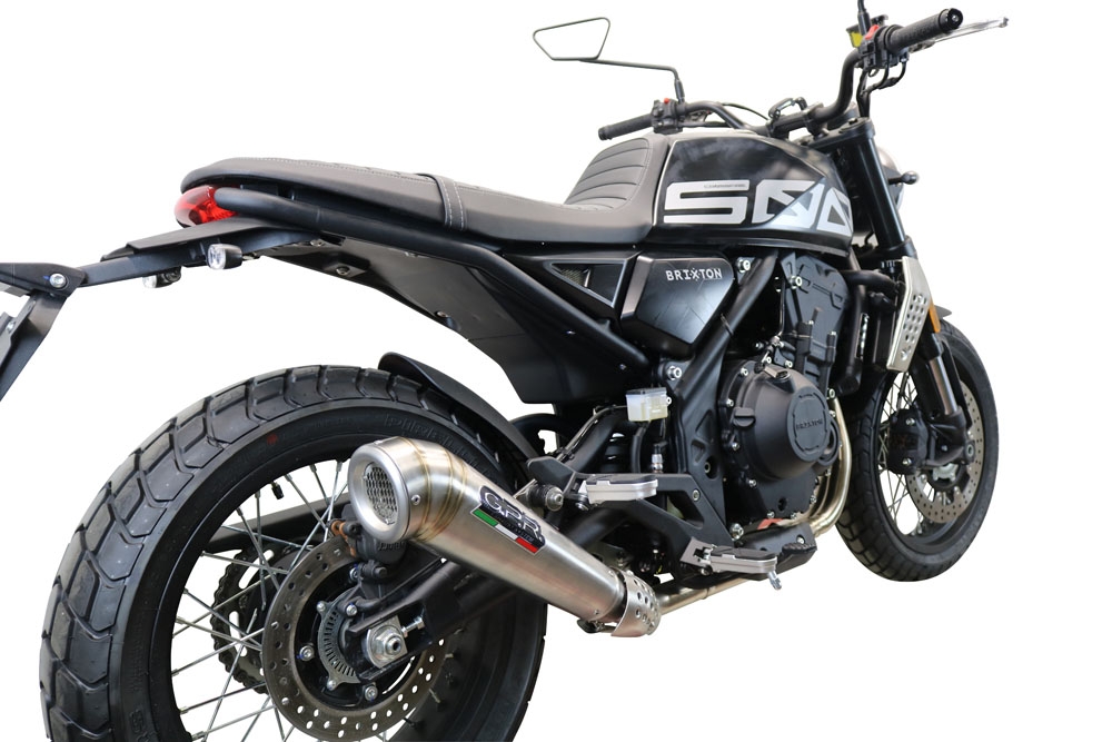 Exhaust compatible with Brixton CroSsfire 500 X 2020-2021, Powercone Evo, Homologated legal slip-on exhaust including removable db killer and link pipe 