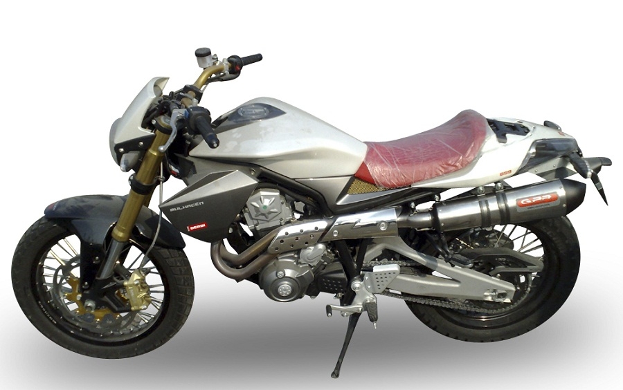 Exhaust compatible with Derbi Mulhacén 659 2005-2011, Gpe Ann. titanium, Homologated legal slip-on exhaust including removable db killer, link pipe and catalyst 