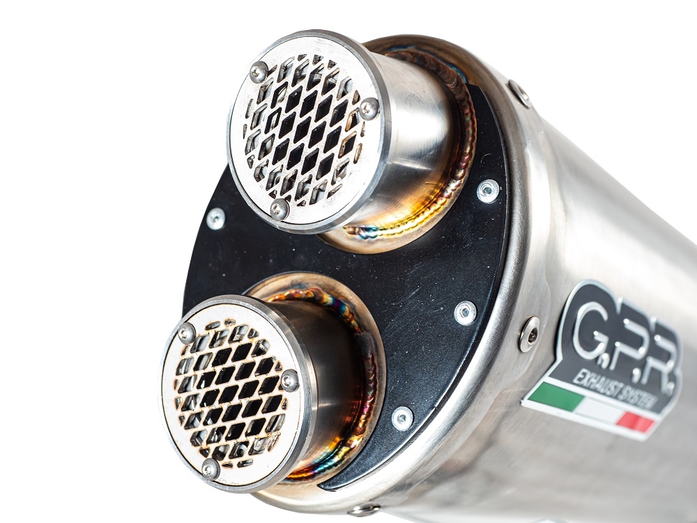 Exhaust compatible with Cf Moto 800 Mt Sport 2022-2024, Dual Titanium, Homologated legal slip-on exhaust including removable db killer and link pipe 