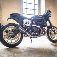 Exhaust compatible with Ducati Scrambler 800 2017-2020, Gpe Ann. Poppy, Slip-on exhaust legal for UK and non-EU markets including link pipe and removable db killer 