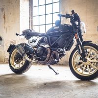 Exhaust compatible with Ducati Scrambler 800 2017-2020, Gpe Ann. Poppy, Slip-on exhaust legal for UK and non-EU markets including link pipe and removable db killer 