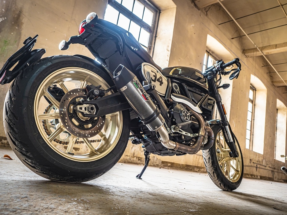 Exhaust compatible with Ducati Scrambler 800 2017-2020, Gpe Ann. Poppy, Slip-on exhaust legal for UK and non-EU markets including link pipe and removable db killer 