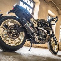 Exhaust compatible with Ducati Scrambler 800 2017-2020, Gpe Ann. Poppy, Slip-on exhaust legal for UK and non-EU markets including link pipe and removable db killer 