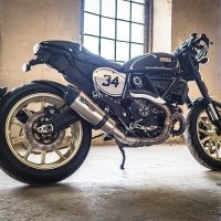 Exhaust compatible with Ducati Scrambler 800 2017-2020, Gpe Ann. Titanium, Slip-on exhaust legal for UK and non-EU markets including link pipe and removable db killer 