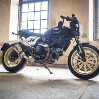 Exhaust compatible with Ducati Scrambler 800 2017-2020, Gpe Ann. Titanium, Slip-on exhaust legal for UK and non-EU markets including link pipe and removable db killer 