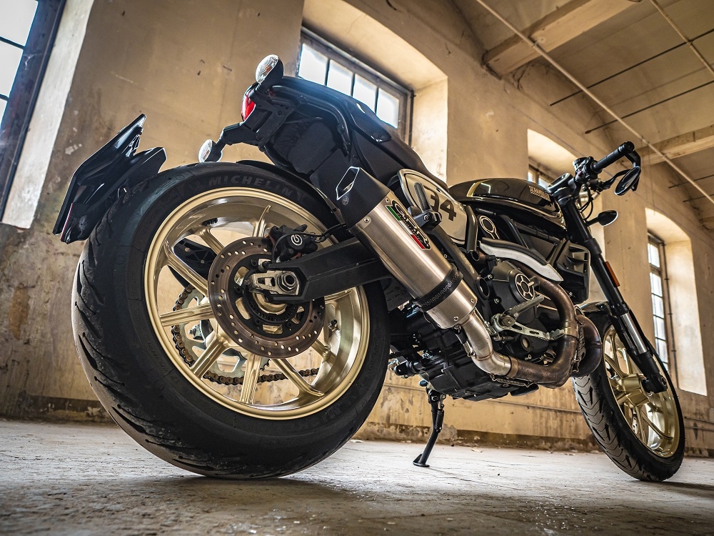 Exhaust compatible with Ducati Scrambler 800 2017-2020, Gpe Ann. Titanium, Slip-on exhaust legal for UK and non-EU markets including link pipe and removable db killer 