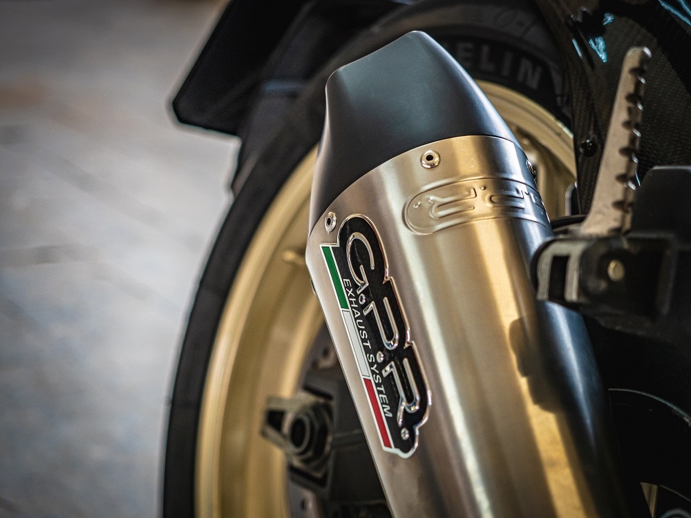 Exhaust compatible with Ducati Scrambler 800 2017-2020, Gpe Ann. Titanium, Slip-on exhaust legal for UK and non-EU markets including link pipe and removable db killer 
