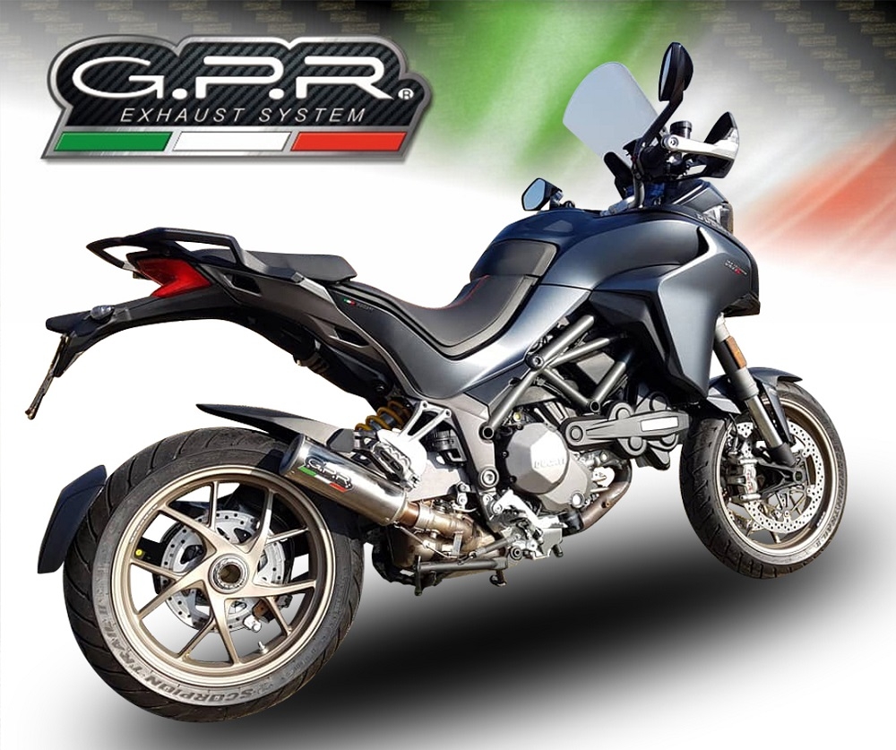 Exhaust compatible with Ducati Multistrada 1260 2018-2020, M3 Titanium Natural, Homologated legal slip-on exhaust including removable db killer and link pipe 