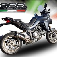 Exhaust compatible with Ducati Multistrada 1260 2018-2020, M3 Titanium Natural, Homologated legal slip-on exhaust including removable db killer and link pipe 