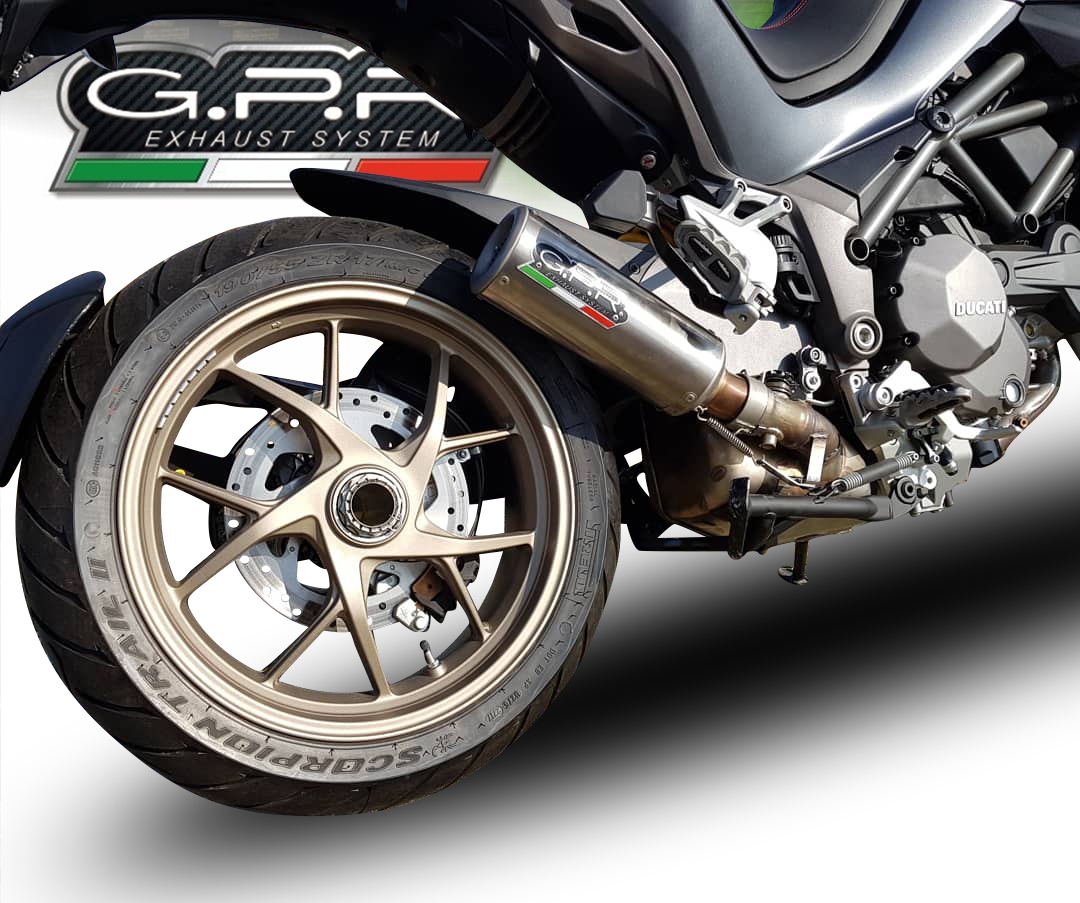 Exhaust compatible with Ducati Multistrada 1260 2018-2020, M3 Titanium Natural, Homologated legal slip-on exhaust including removable db killer and link pipe 