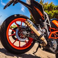 Exhaust compatible with Ktm Duke 390 2017-2020, Deeptone Inox, Homologated legal slip-on exhaust including removable db killer and link pipe 