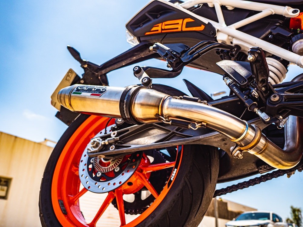 Exhaust compatible with Ktm Duke 390 2017-2020, Deeptone Inox, Homologated legal slip-on exhaust including removable db killer and link pipe 