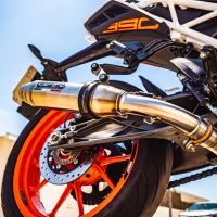 Exhaust compatible with Ktm Duke 390 2017-2020, Deeptone Inox, Homologated legal slip-on exhaust including removable db killer and link pipe 