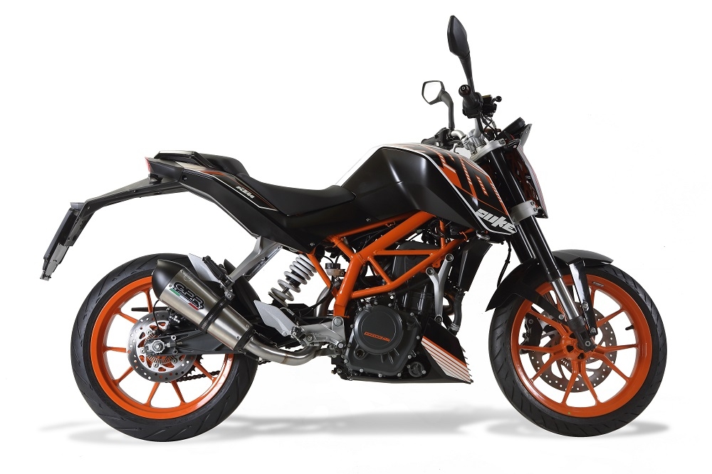 Exhaust compatible with Ktm Duke 390 2013-2016, Gpe Ann. titanium, Homologated legal slip-on exhaust including removable db killer, link pipe and catalyst 