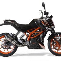 Exhaust compatible with Ktm Duke 390 2013-2016, Gpe Ann. titanium, Homologated legal slip-on exhaust including removable db killer, link pipe and catalyst 
