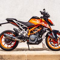 Exhaust compatible with Ktm Duke 250 2017-2020, GP Evo4 Poppy, Homologated legal slip-on exhaust including removable db killer and link pipe 