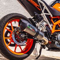 Exhaust compatible with Ktm Duke 250 2017-2020, GP Evo4 Poppy, Homologated legal slip-on exhaust including removable db killer and link pipe 