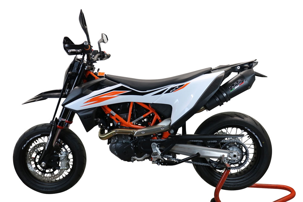 Exhaust compatible with Ktm Enduro 690 R 2021-2024, GP Evo4 Black Titanium, Homologated legal slip-on exhaust including removable db killer, link pipe and catalyst 