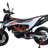 Exhaust compatible with Ktm Enduro 690 R 2021-2024, GP Evo4 Black Titanium, Homologated legal slip-on exhaust including removable db killer, link pipe and catalyst 