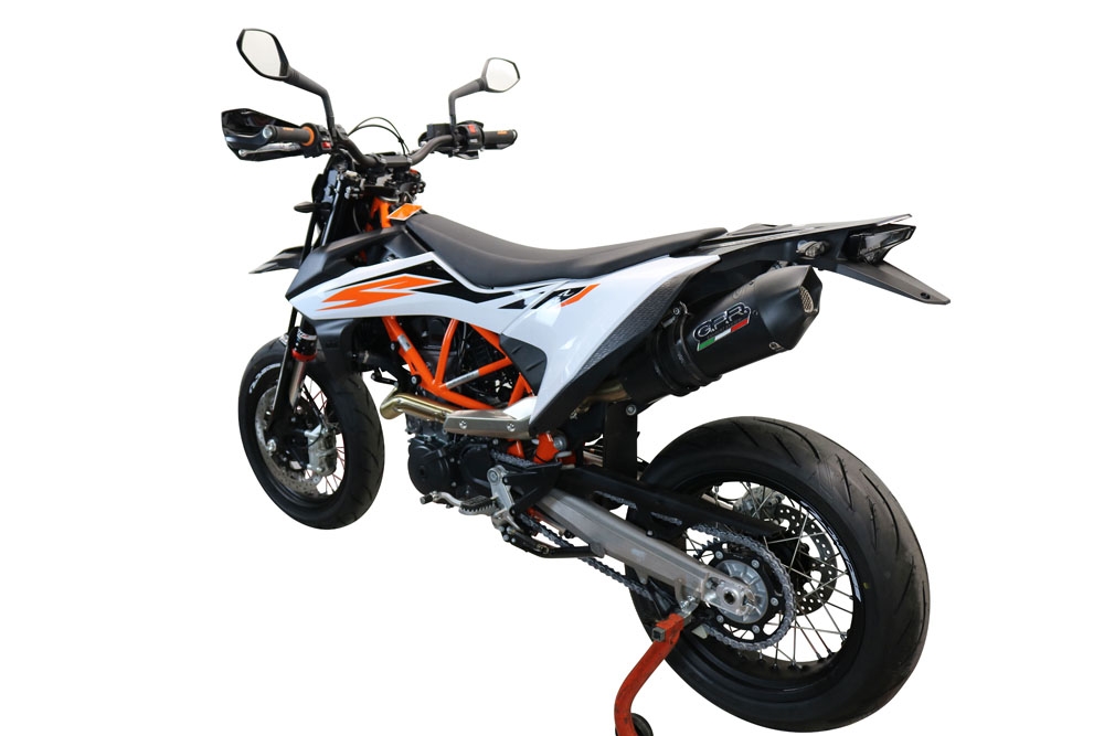 Exhaust compatible with Ktm Enduro 690 R 2021-2024, GP Evo4 Black Titanium, Homologated legal slip-on exhaust including removable db killer, link pipe and catalyst 