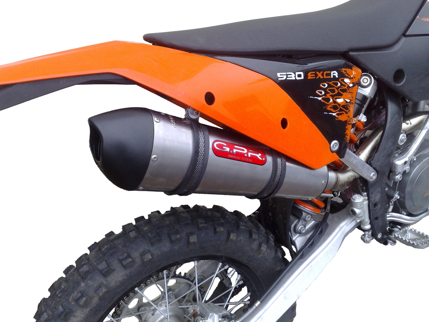 Exhaust compatible with Ktm EXCR 530 2007-2011, Gpe Ann. titanium, Homologated legal slip-on exhaust including removable db killer and link pipe 