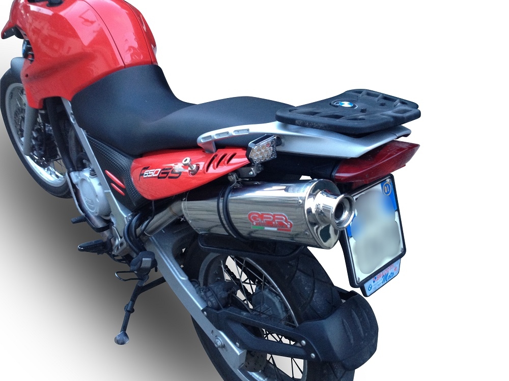 Exhaust compatible with Bmw F 650 Gs Twin 2008-2018, Trioval, Homologated legal slip-on exhaust including removable db killer and link pipe 