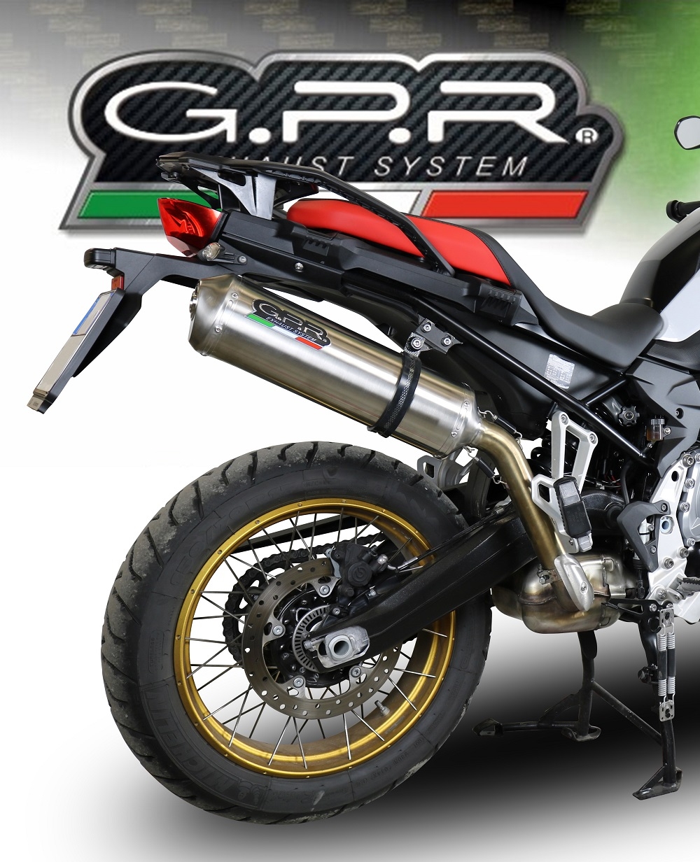 Exhaust compatible with Bmw F 750 Gs 2018-2020, Satinox, Homologated legal slip-on exhaust including removable db killer and link pipe 