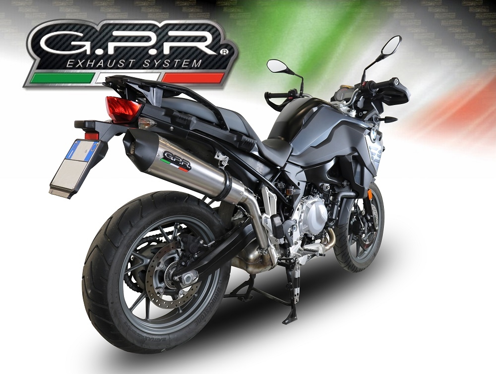 Exhaust compatible with Bmw F 750 Gs 2018-2020, GP Evo4 Titanium, Homologated legal slip-on exhaust including removable db killer and link pipe 