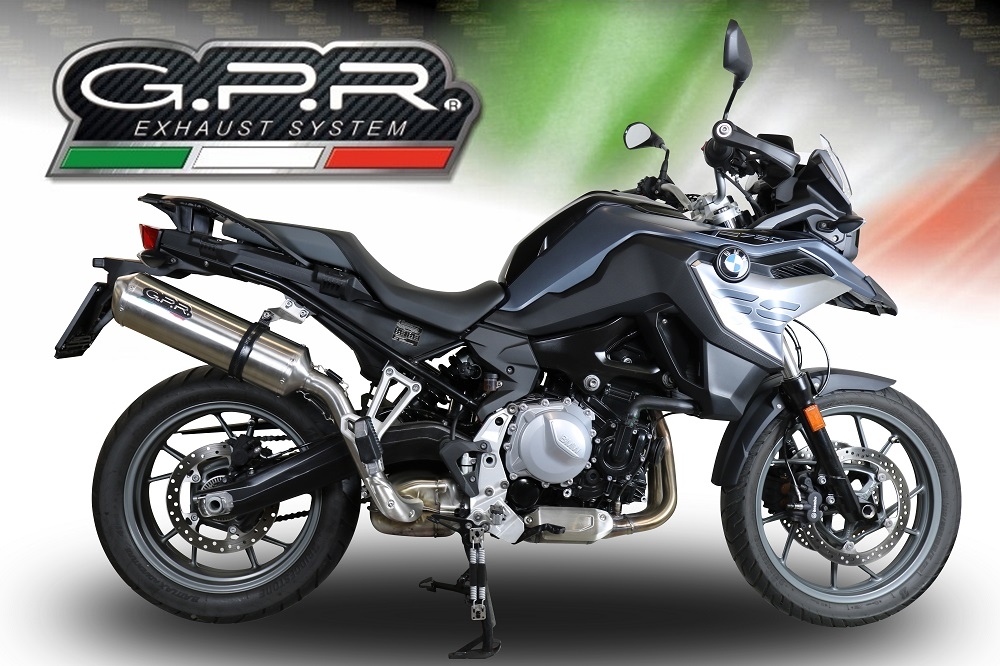 Exhaust compatible with Bmw F 750 Gs 2018-2020, Satinox, Homologated legal slip-on exhaust including removable db killer and link pipe 