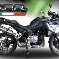 Exhaust compatible with Bmw F 750 Gs 2018-2020, Satinox, Homologated legal slip-on exhaust including removable db killer and link pipe 