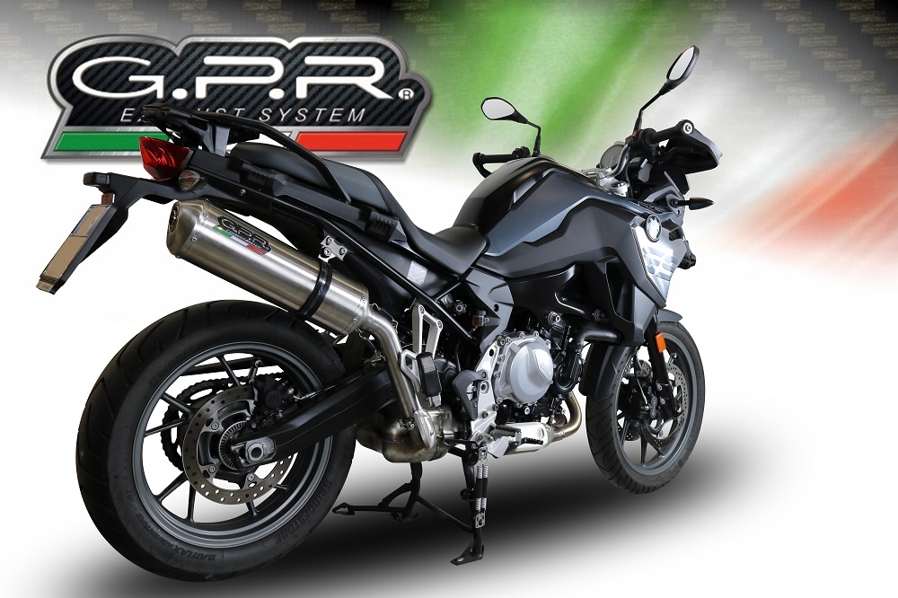 Exhaust compatible with Bmw F 750 Gs 2018-2020, Satinox, Homologated legal slip-on exhaust including removable db killer and link pipe 