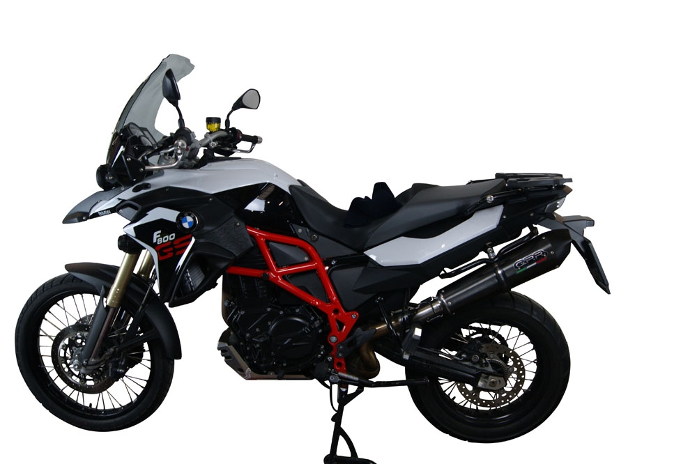 Exhaust compatible with Bmw F 800 GS Adventure 2016-2018, GP Evo4 Black Titanium, Homologated legal slip-on exhaust including removable db killer and link pipe 