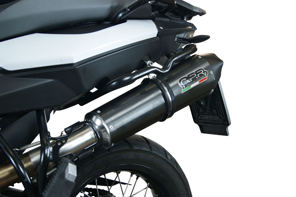 Exhaust compatible with Bmw F 800 GS Adventure 2016-2018, GP Evo4 Black Titanium, Homologated legal slip-on exhaust including removable db killer and link pipe 