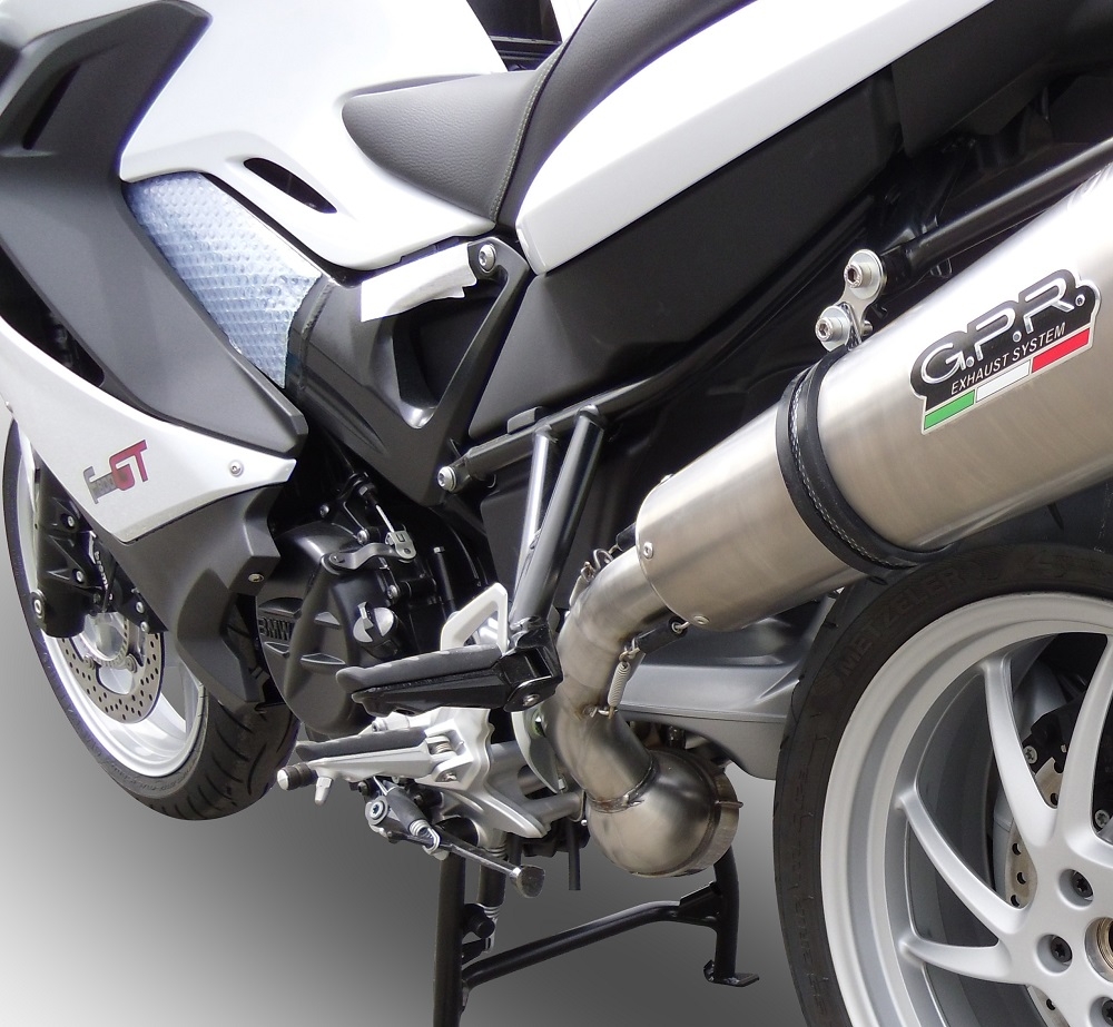 Exhaust compatible with Bmw F 800 Gt 2012-2016, Gpe Ann. titanium, Homologated legal slip-on exhaust including removable db killer and link pipe 
