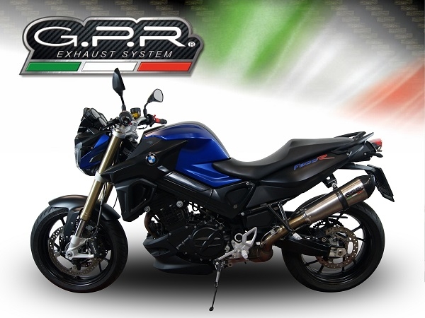 Exhaust compatible with Bmw F 800 R 2015-2016, Gpe Ann. titanium, Homologated legal slip-on exhaust including removable db killer and link pipe 