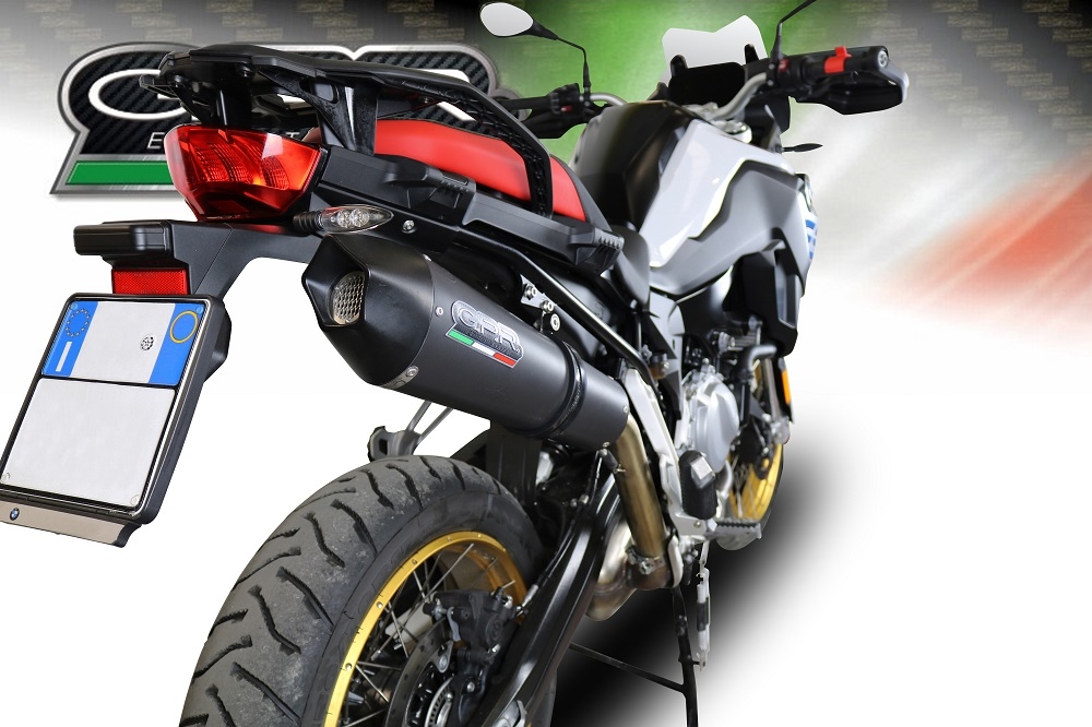 Exhaust compatible with Bmw F 800 Gs 2024-2025, GP Evo4 Black Titanium, Homologated legal slip-on exhaust including removable db killer and link pipe 