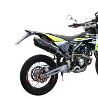 Exhaust compatible with Fantic Motor XEF 125 2021-2023, Furore Evo4 Nero, Homologated legal slip-on exhaust including removable db killer and link pipe 