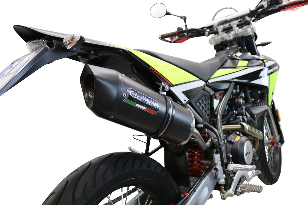 Exhaust compatible with Fantic Motor XEF 125 2021-2023, Furore Evo4 Nero, Homologated legal slip-on exhaust including removable db killer and link pipe 
