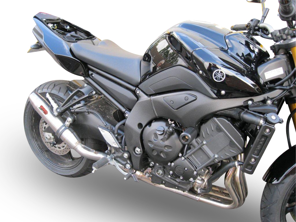 Exhaust compatible with Yamaha Fz 8 2010-2016, Deeptone Inox, Homologated legal slip-on exhaust including removable db killer and link pipe 