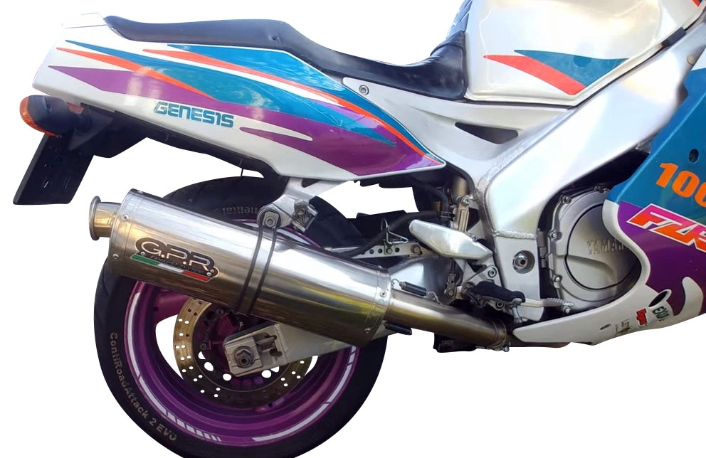 Exhaust compatible with Yamaha Fzr 1000 Ex-Up 1989-1990, Trioval, Homologated legal slip-on exhaust including removable db killer and link pipe 