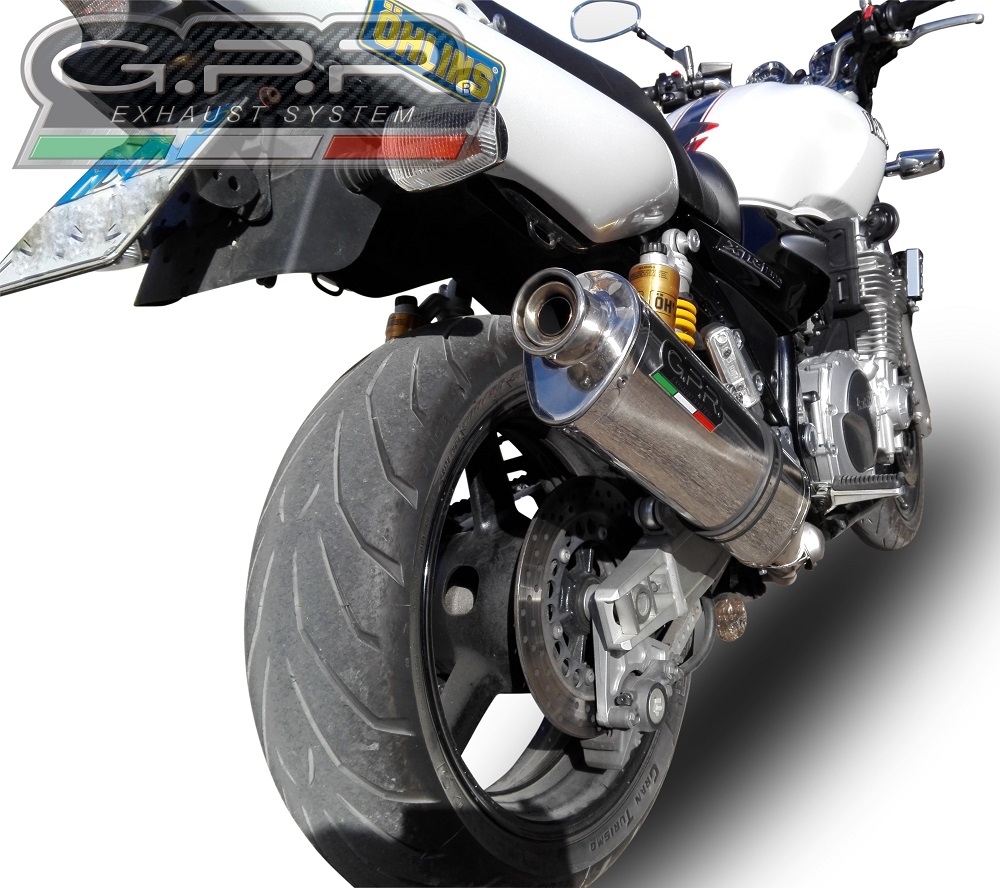 Exhaust compatible with Yamaha Xjr 1300 2007-2017, Trioval, Homologated legal slip-on exhaust including removable db killer and link pipe 
