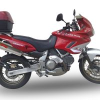 Exhaust compatible with Cagiva Gran Canyon 1998-2000, Trioval, Dual Homologated legal slip-on exhaust including removable db killers and link pipes 