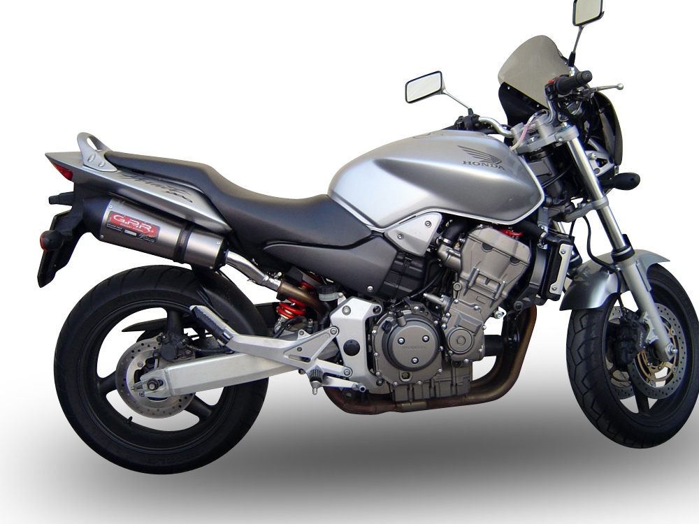 Exhaust compatible with Honda Hornet 900 - Cb 900 F 2002-2005, Gpe Ann. titanium, Dual Homologated legal slip-on exhaust including removable db killers and link pipes 