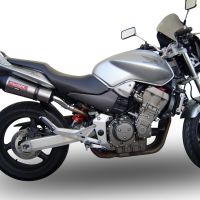 Exhaust compatible with Honda Hornet 900 - Cb 900 F 2002-2005, Gpe Ann. titanium, Dual Homologated legal slip-on exhaust including removable db killers and link pipes 