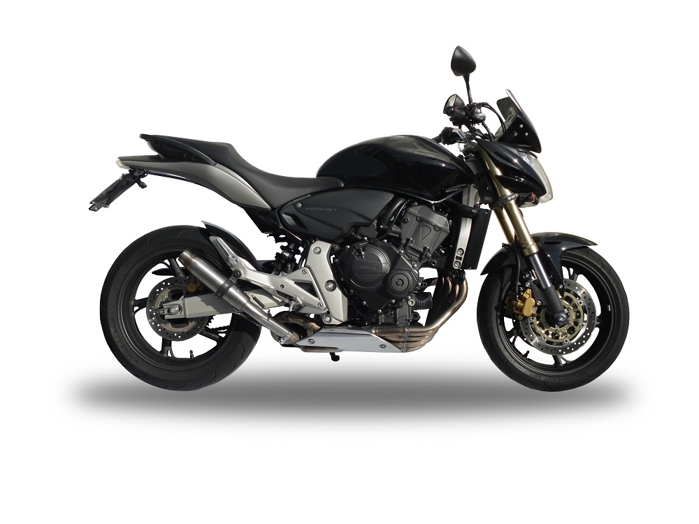 Exhaust compatible with Honda Hornet Cb 600 F 2007-2014, Deeptone Inox, Homologated legal slip-on exhaust including removable db killer and link pipe 