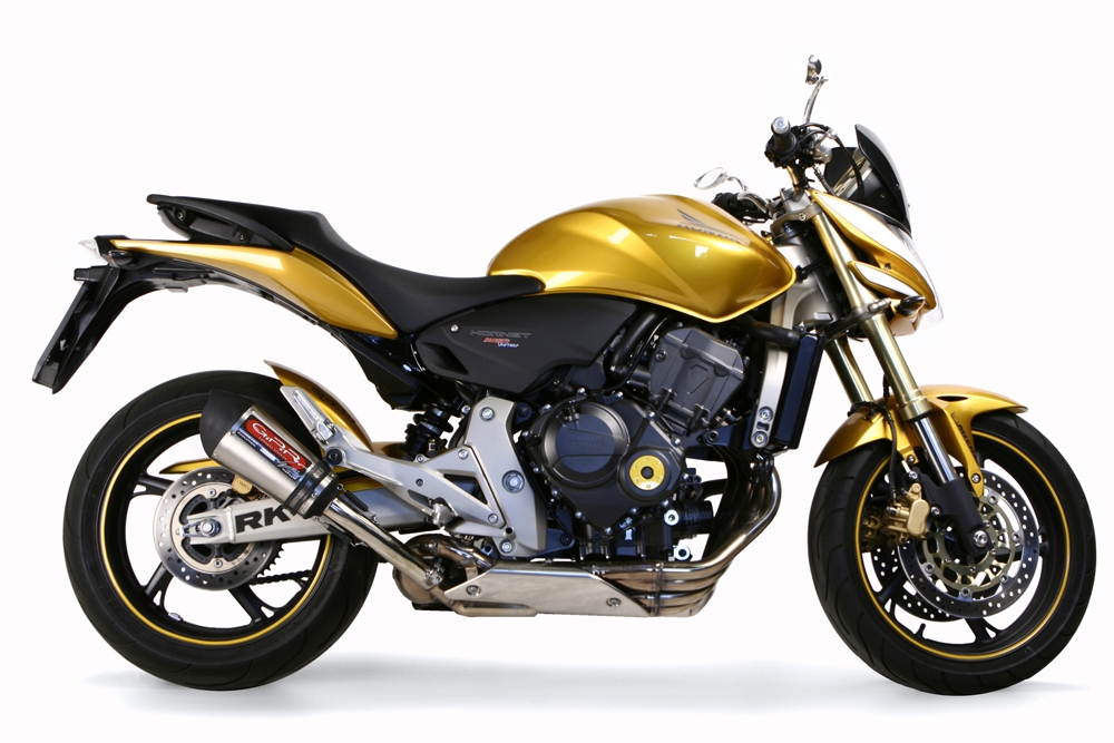 Exhaust compatible with Honda Hornet Cb 600 F 2007-2014, Gpe Ann. titanium, Homologated legal slip-on exhaust including removable db killer and link pipe 