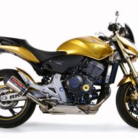 Exhaust compatible with Honda Hornet Cb 600 F 2007-2014, Gpe Ann. titanium, Homologated legal slip-on exhaust including removable db killer and link pipe 