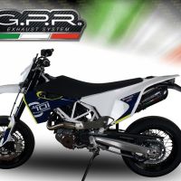 Exhaust compatible with Husqvarna Supermoto 701 2021-2024, GP Evo4 Poppy, Homologated legal slip-on exhaust including removable db killer, link pipe and catalyst 