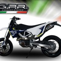 Exhaust compatible with Husqvarna Enduro 701 USA Market only 2021-2024, Gpe Ann. Titanium, Slip-on exhaust legal for UK and non-EU markets including link pipe and removable db killer 